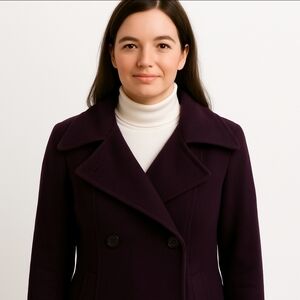1 Madison Purple Wool Minimalist Peacoat Sz Lg